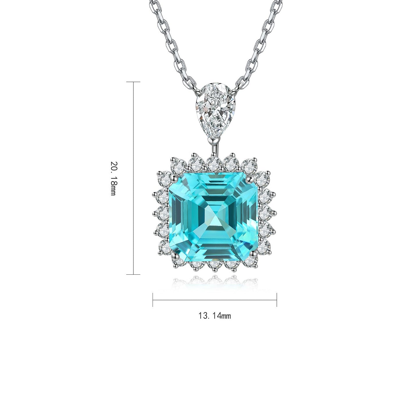 s925 sterling silver lab paraiba/emerald & cz diamond necklace