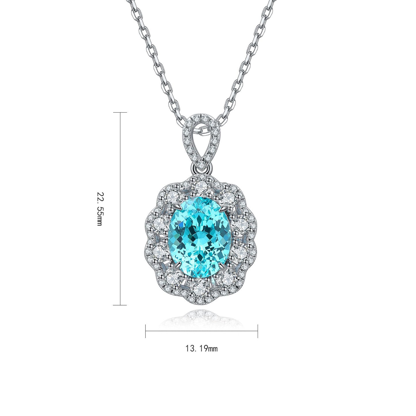 s925 sterling silver lab paraiba/ruby/sapphire/emerald/cobalt spinel & cz diamond necklace