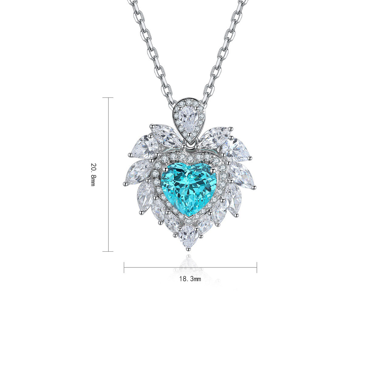s925 sterling silver lab ruby/sapphire/emerald/paraiba & cz diamond necklace