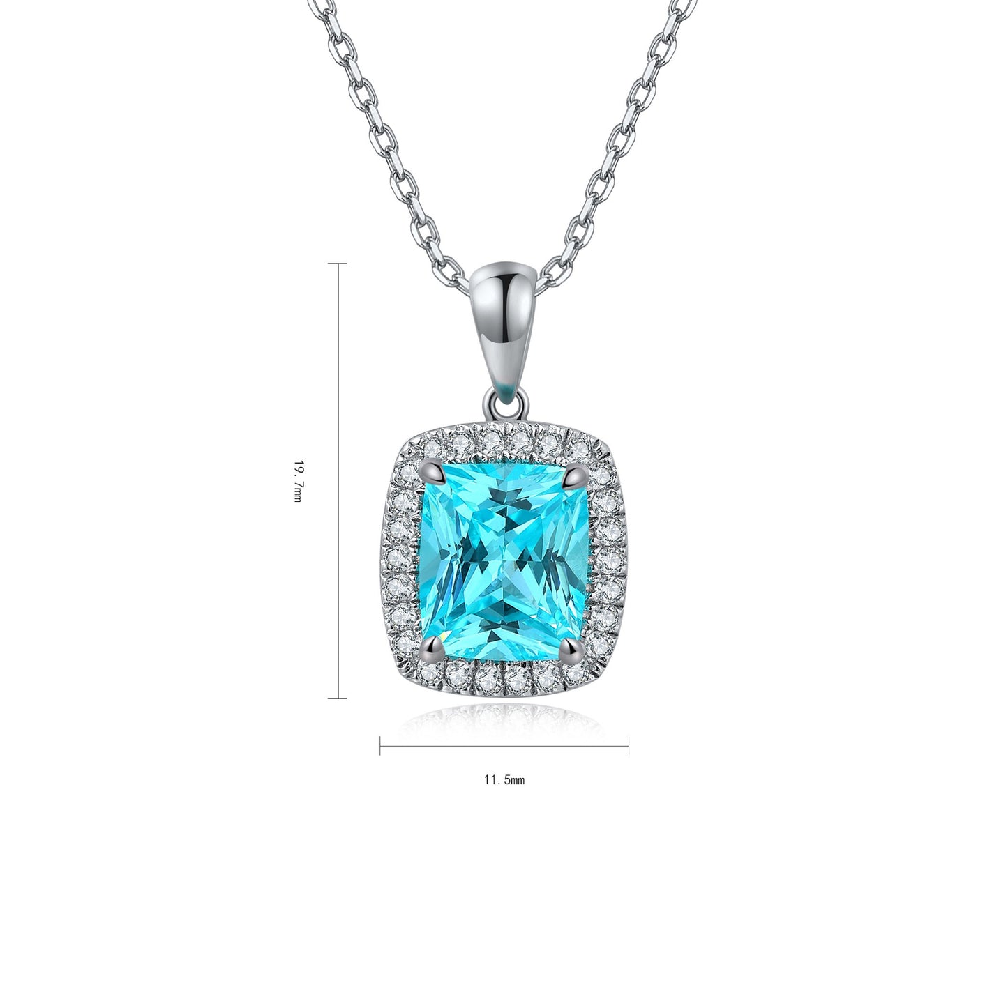 s925 sterling silver lab paraiba tourmaline & cz diamond necklace