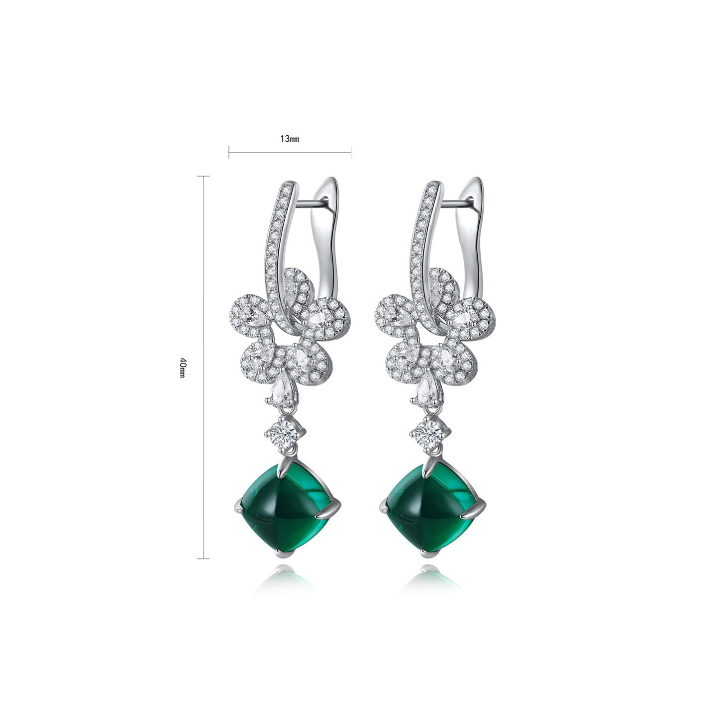 s925 sterling silver lab cobalt spinel/paraiba/ruby/sapphire/emerald & cz diamond earrings