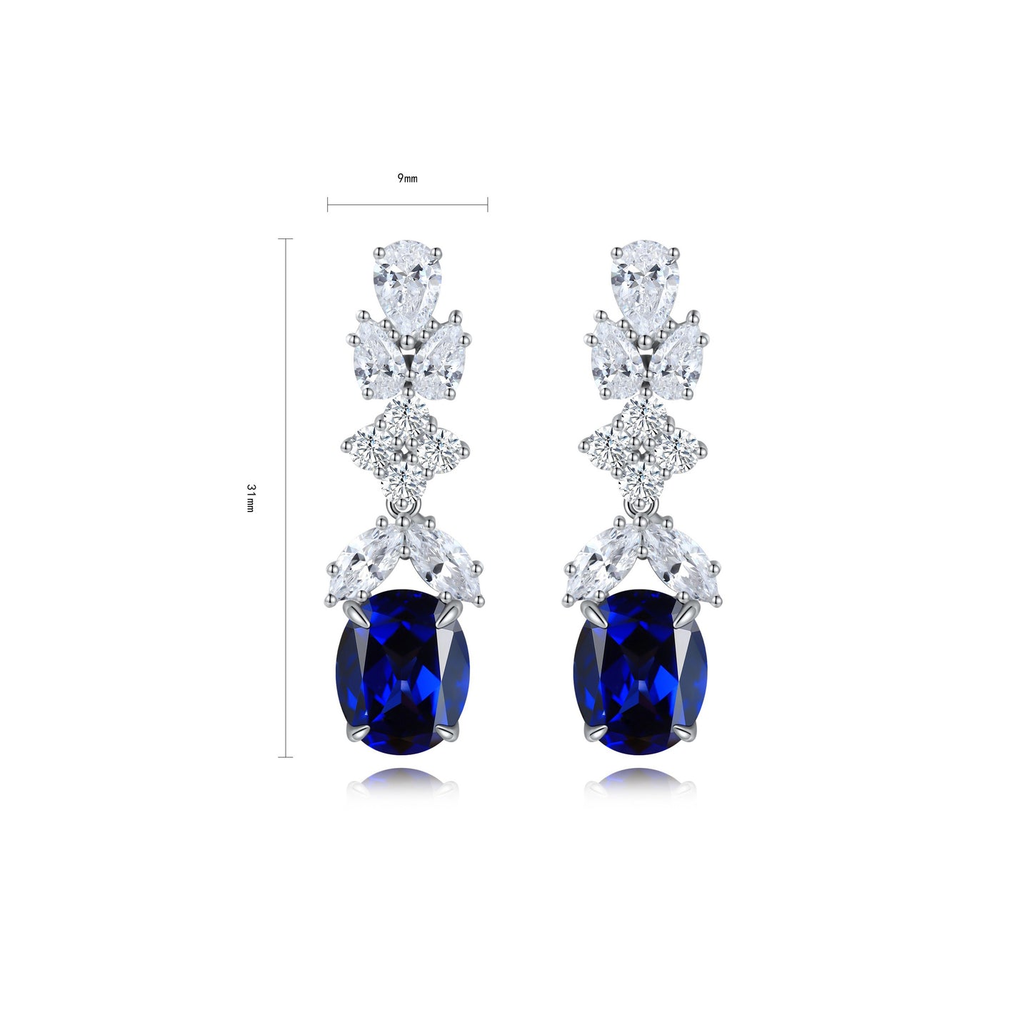 s925 sterling silver lab sapphire/emerald/ruby/paraiba/cobalt spinel & cz diamond earrings