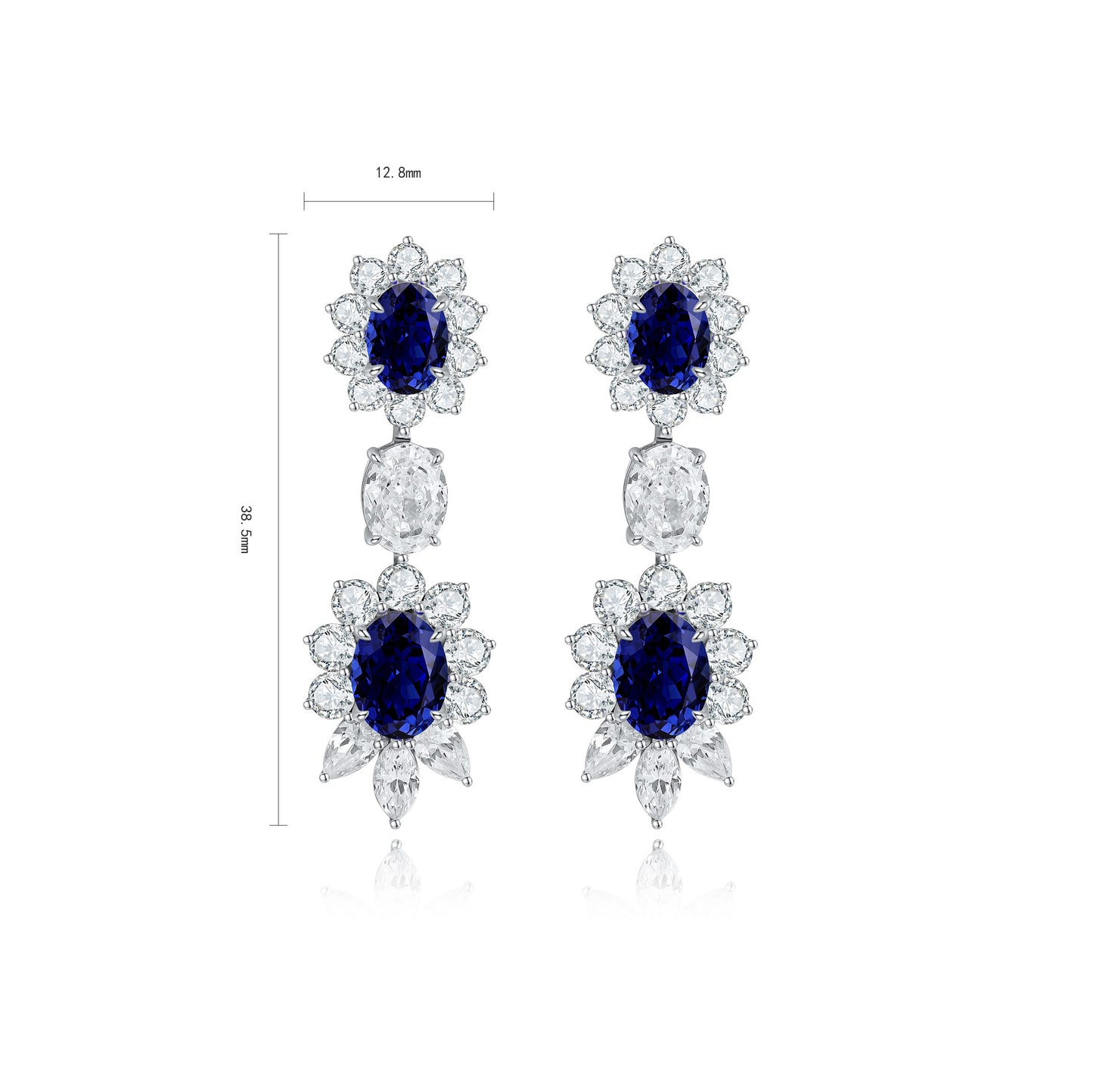s925 sterling silver lab sapphire/emerald/ruby/paraiba & cz diamond earrings