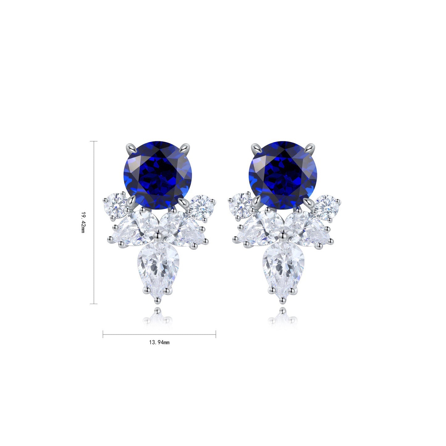 s925 sterling silver lab sapphire/ruby/emerald/paraiba & cz diamond stud earrings