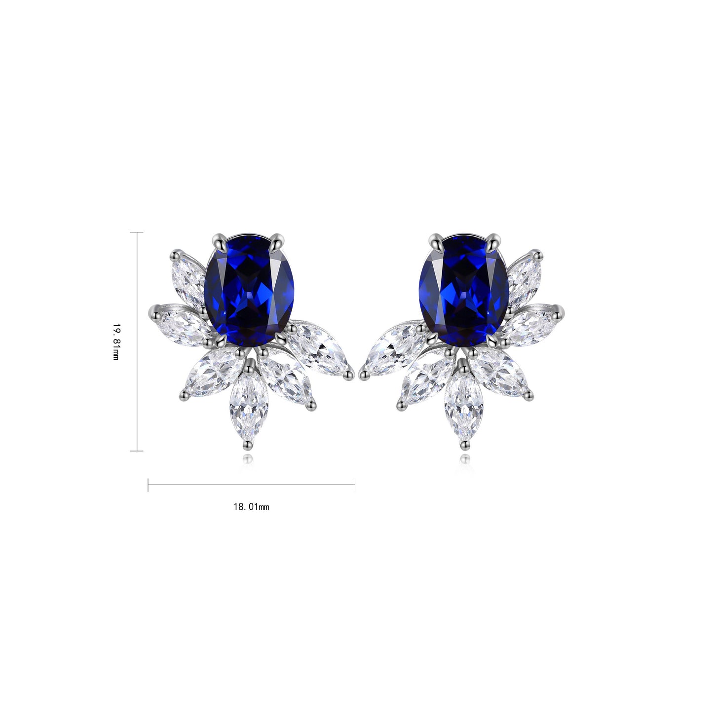 s925 sterling silver lab sapphire/ruby/emerald/paraiba & cz diamond stud earrings