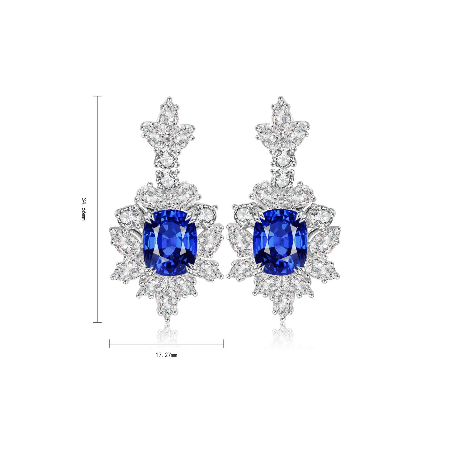 s925 sterling silver lab ruby/sapphire/emerald/paraiba & cz diamond earrings