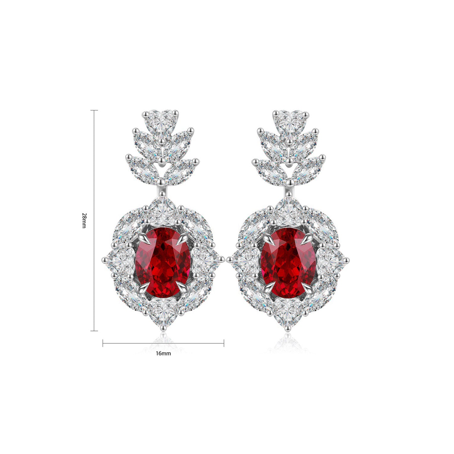 s925 sterling silver lab ruby/sapphire/emerald/paraiba/cobalt spinel & cz diamond earrings