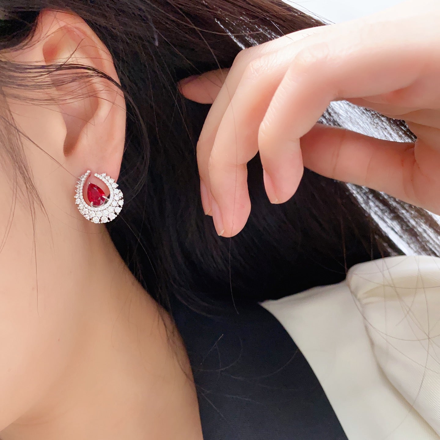 s925 sterling silver lab paraiba/emerald/sapphire/ruby & cz diamond earrings