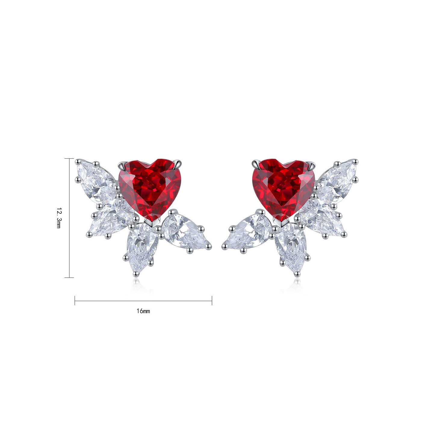 925 sterling silver lab ruby/sapphire/emerald/paraiba/coblat spinel & cz diamond stud earrings