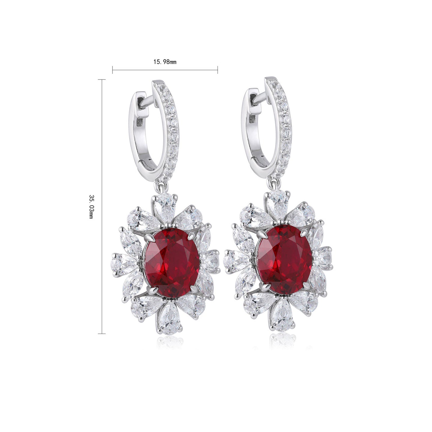 s925 sterling silver lab ruby/emerald/sapphire/cobalt spinel/paraiba & cz diamond earrings