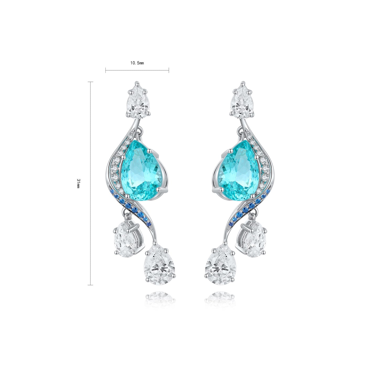 s925 sterling silver lab ruby/sapphire/emerald/paraiba & cz diamond earrings