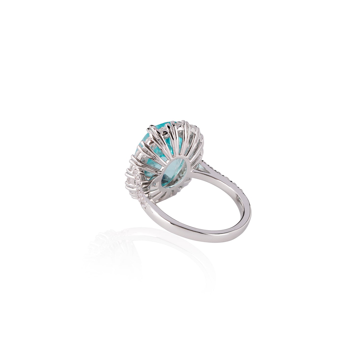s925 sterling silver lab paraiba/ruby/sapphire/emerald/cobalt spinel & cz diamond ring