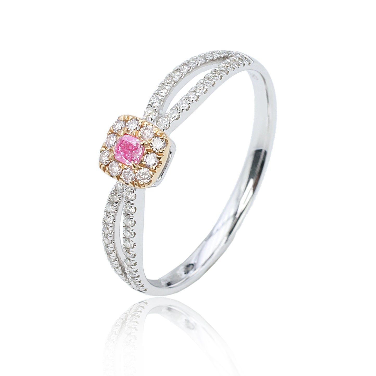 14/18k gold0.29 ctw fancy pink diamond & diamond ring