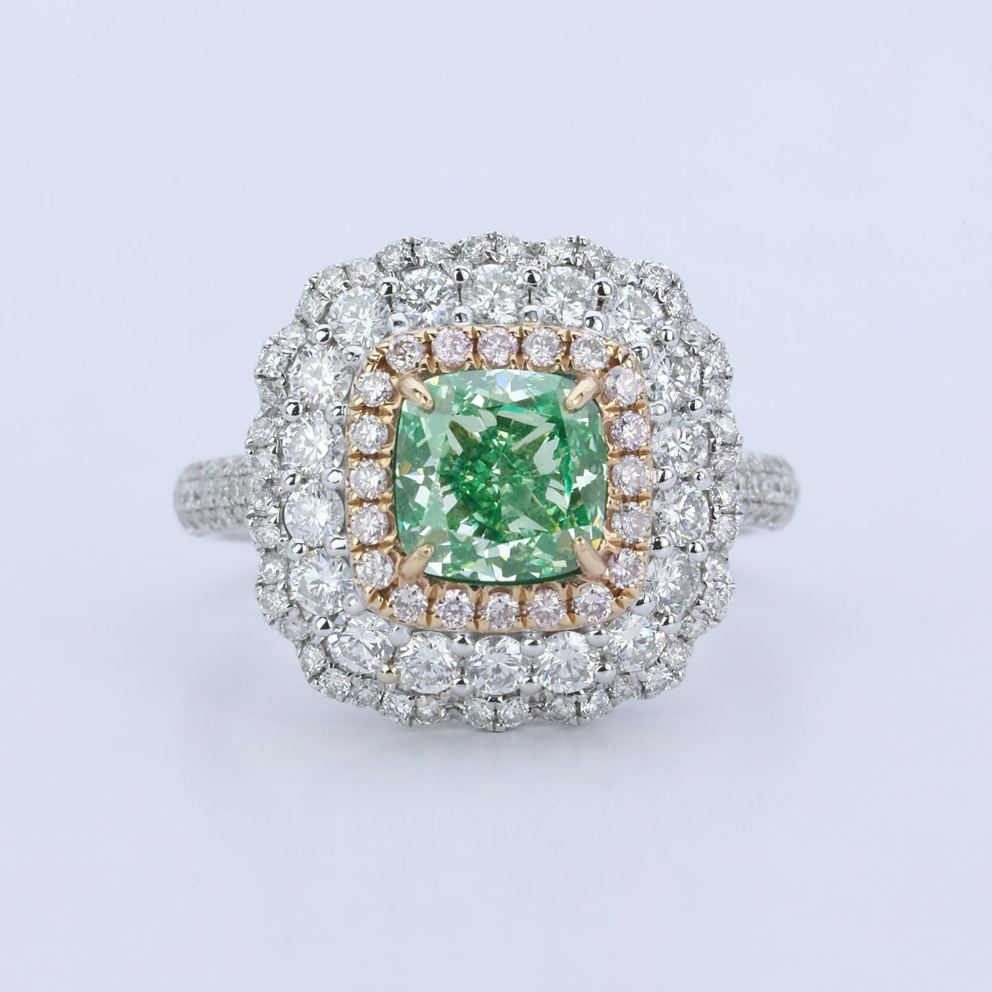 14k gold 2.76 ctw natural green diamond & diamond ring/pendant