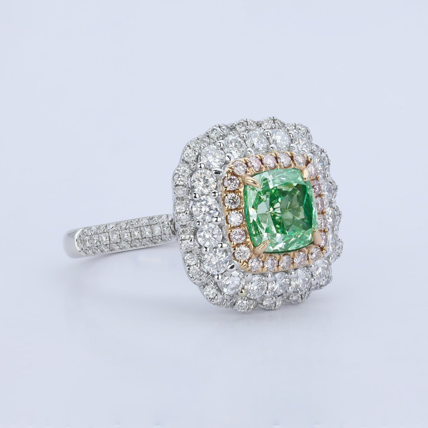 14k gold 2.76 ctw natural green diamond & diamond ring/pendant