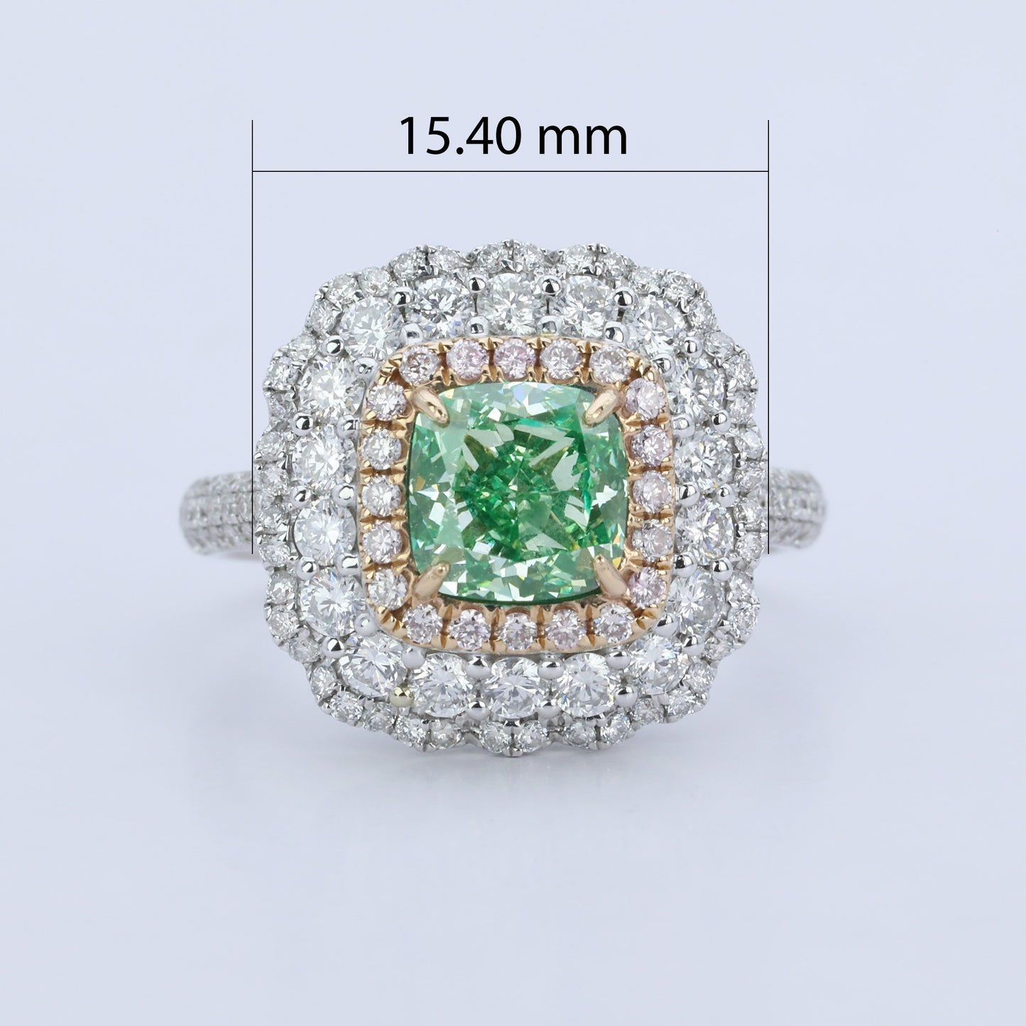 14k gold 2.76 ctw natural green diamond & diamond ring/pendant