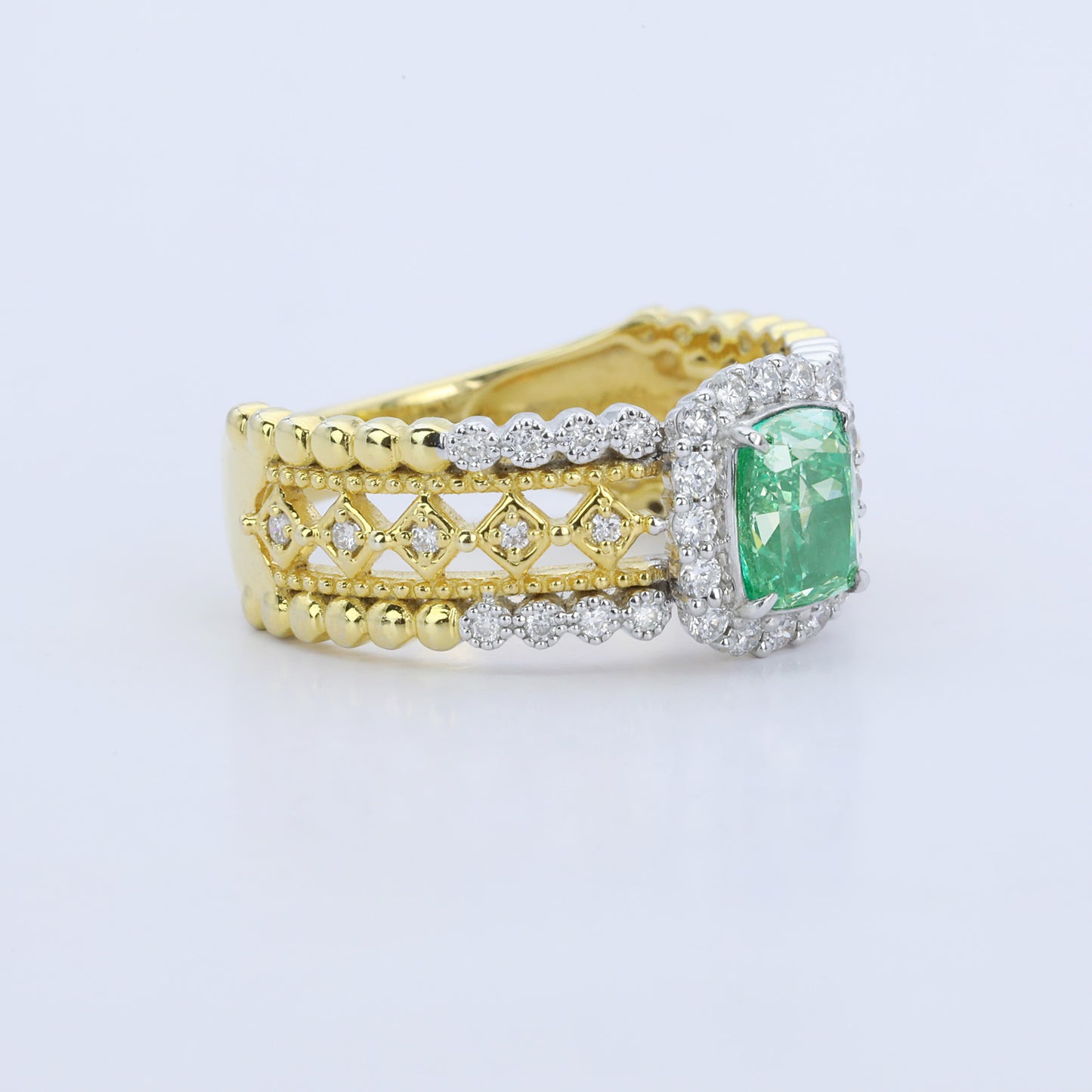 14k gold 1.32 ctw natural green diamond & diamond ring