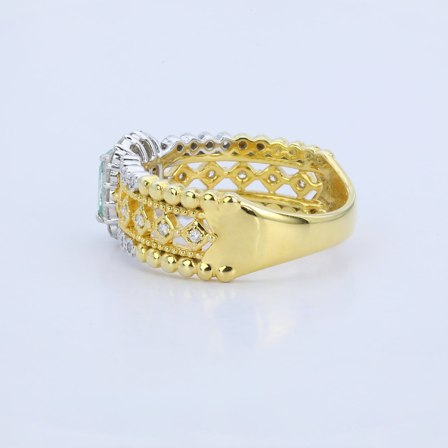 14k gold 1.32 ctw natural green diamond & diamond ring