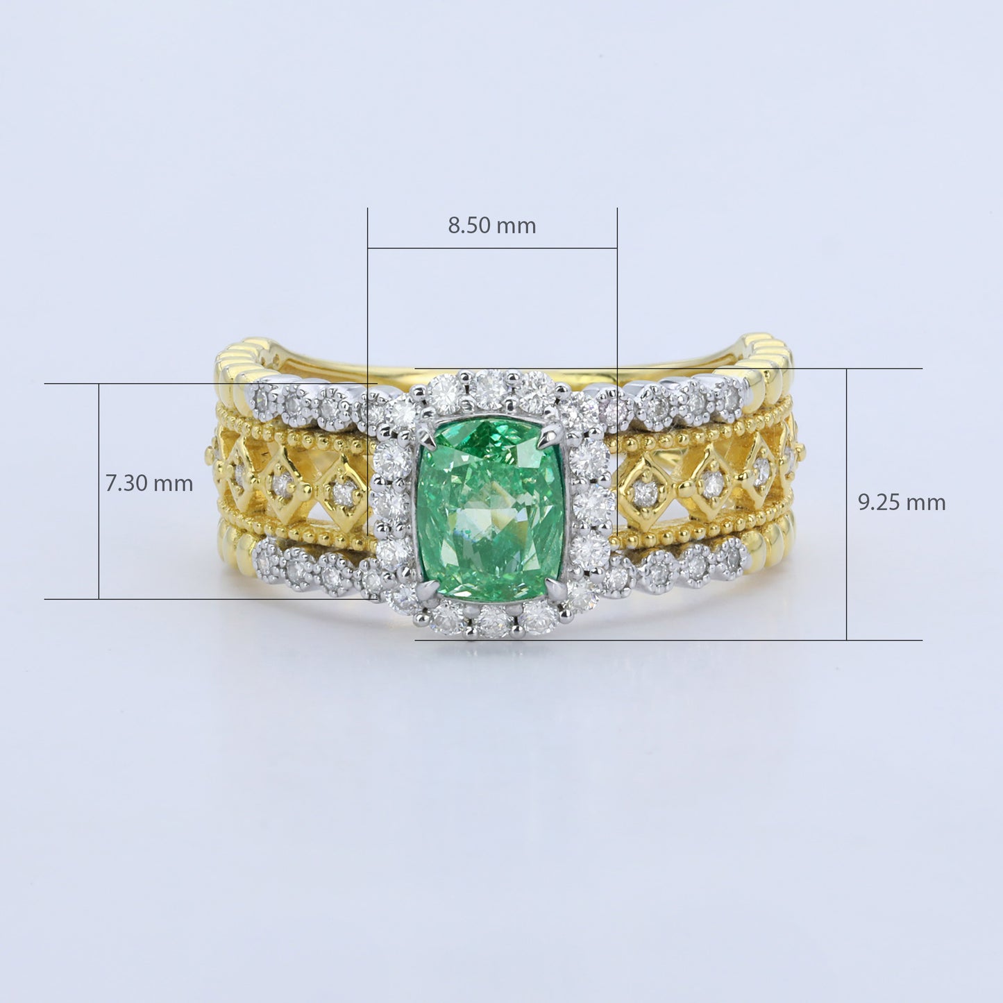 14k gold 1.32 ctw natural green diamond & diamond ring