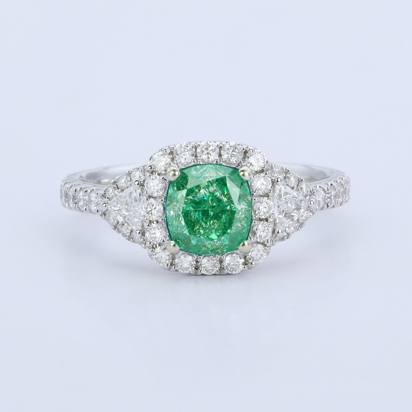 14k gold 1.53 ctw natural green diamond & diamond ring
