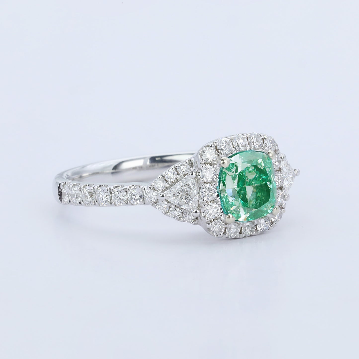 14k gold 1.53 ctw natural green diamond & diamond ring