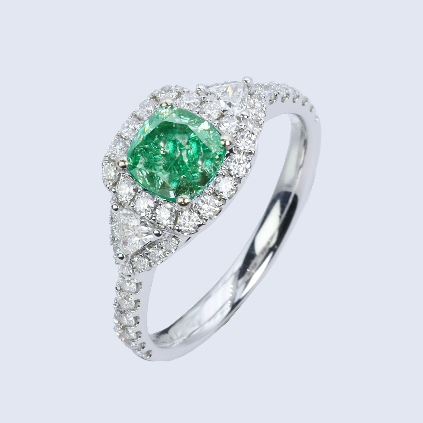 14k gold 1.53 ctw natural green diamond & diamond ring