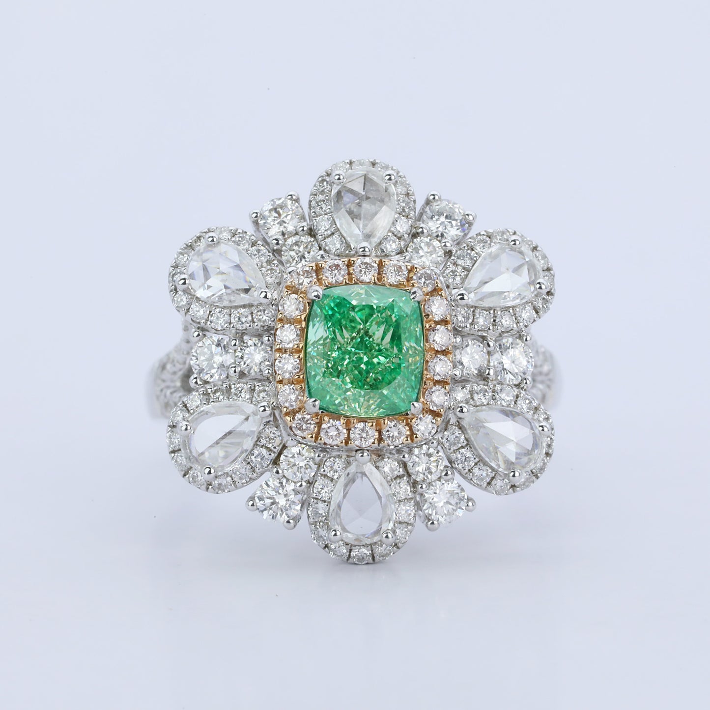 14k/18k gold 2.40 ctw natural green diamond & diamond ring