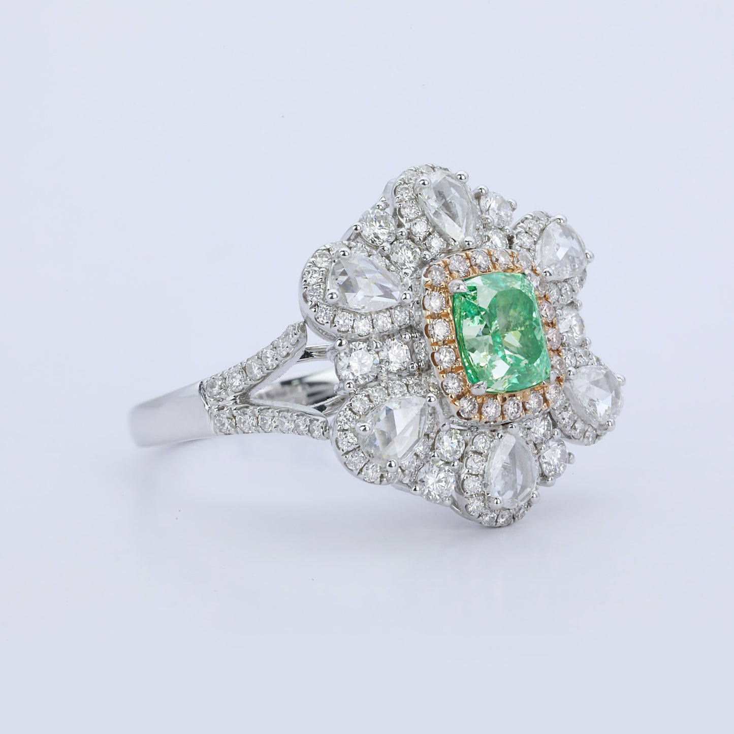 14k/18k gold 2.40 ctw natural green diamond & diamond ring