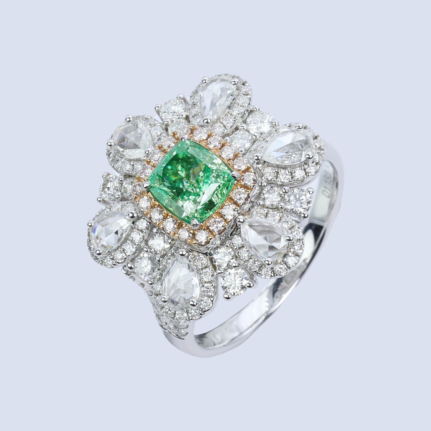 14k/18k gold 2.40 ctw natural green diamond & diamond ring