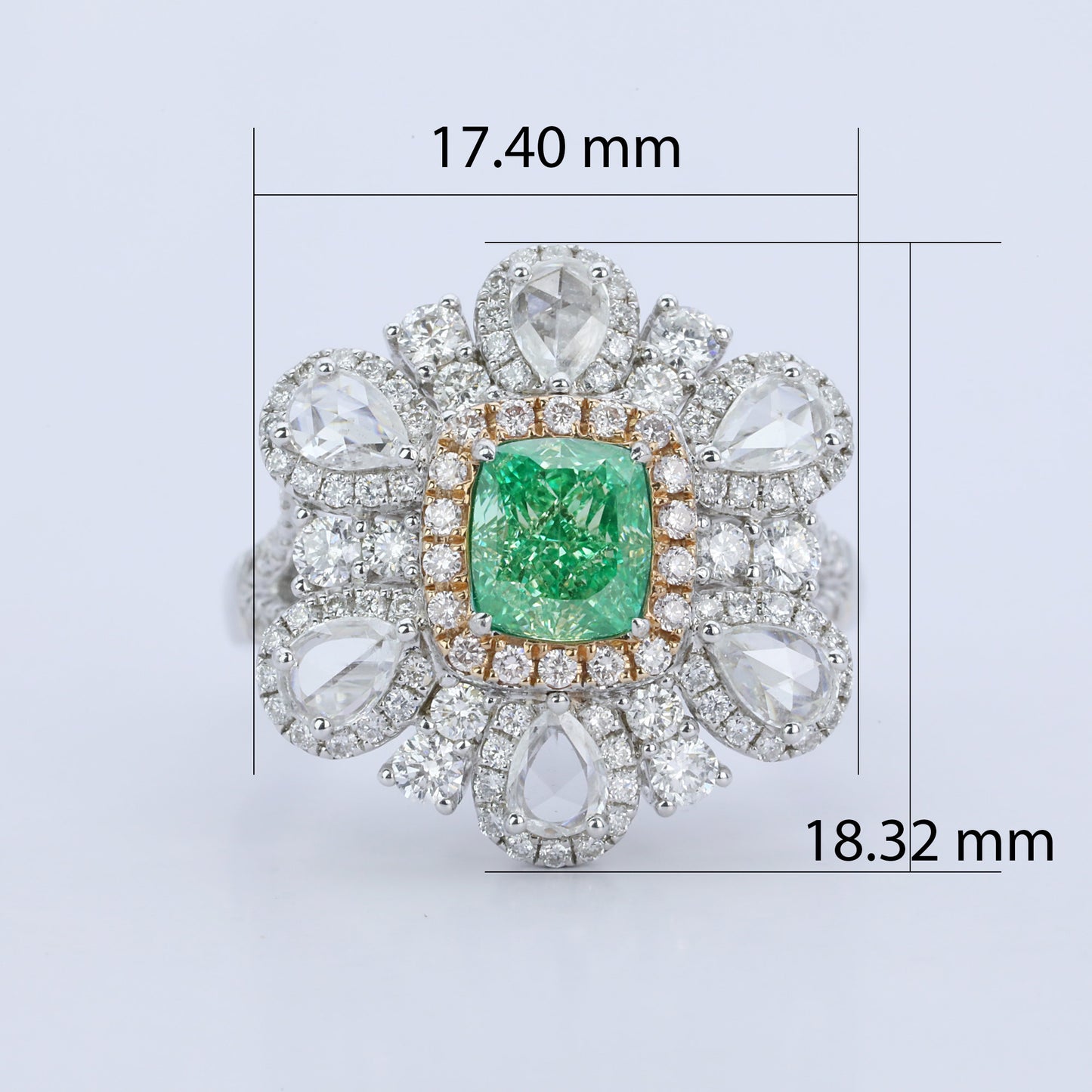 14k/18k gold 2.40 ctw natural green diamond & diamond ring