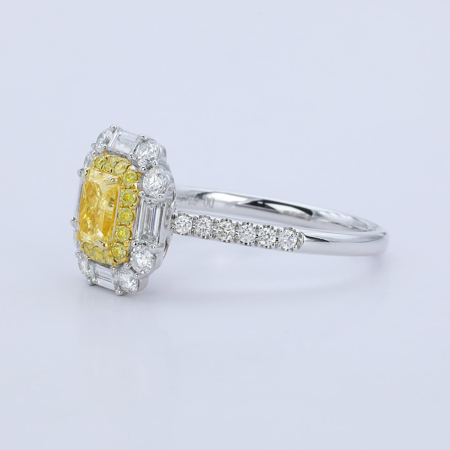 14k/18k white gold 1.37 ctw natural yellow diamond & diamond ring