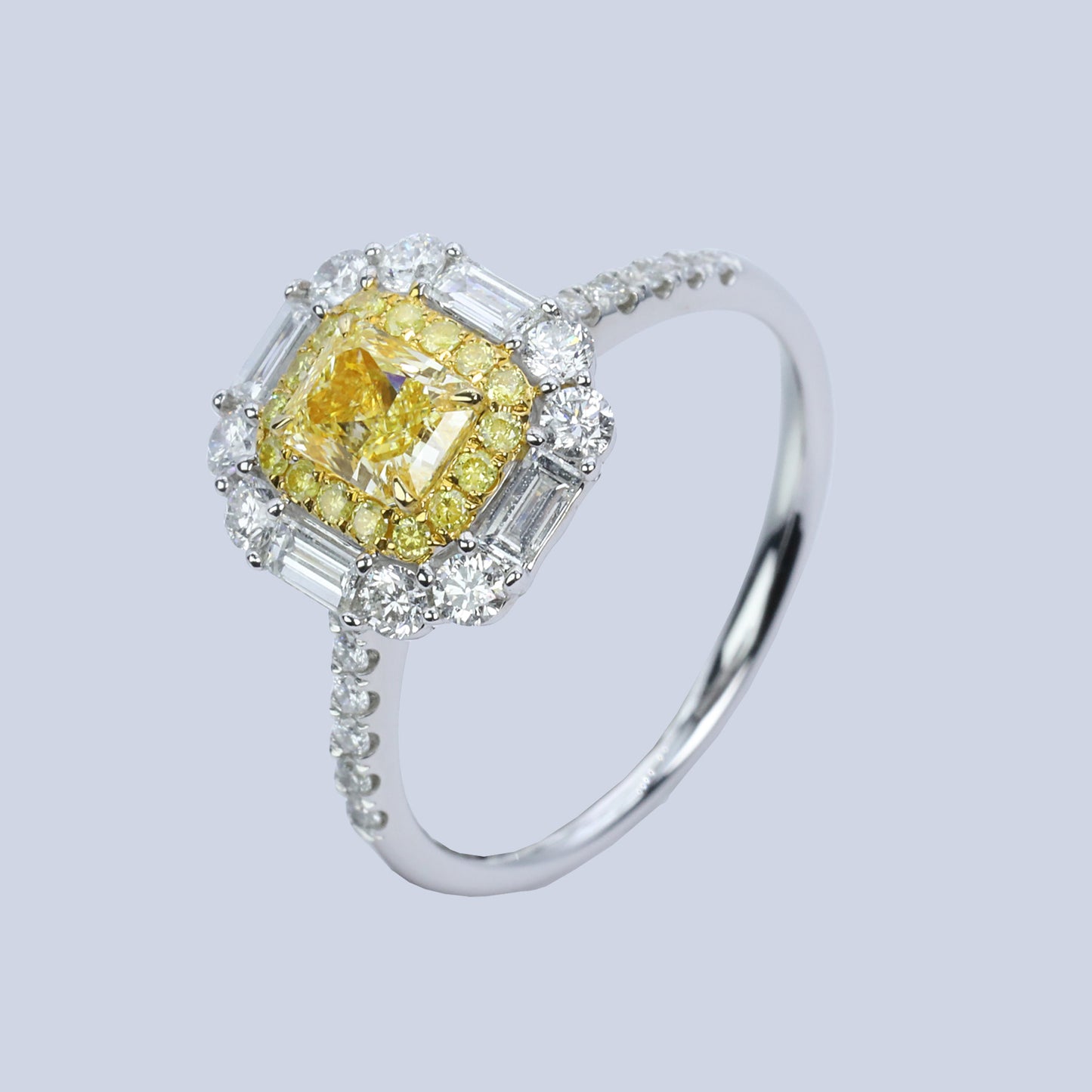 14k/18k white gold 1.37 ctw natural yellow diamond & diamond ring