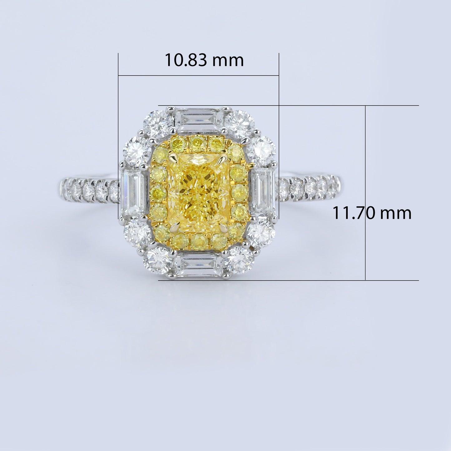 14k/18k white gold 1.37 ctw natural yellow diamond & diamond ring