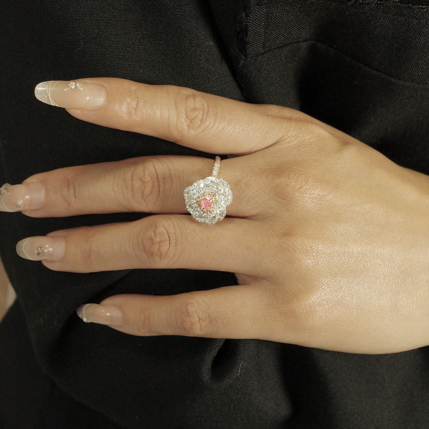 14k gold 0.85 ctw natural pink diamond & diamond ring/pendant