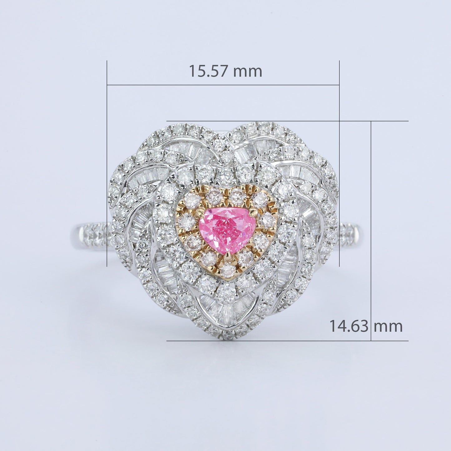 14k gold 0.85 ctw natural pink diamond & diamond ring/pendant