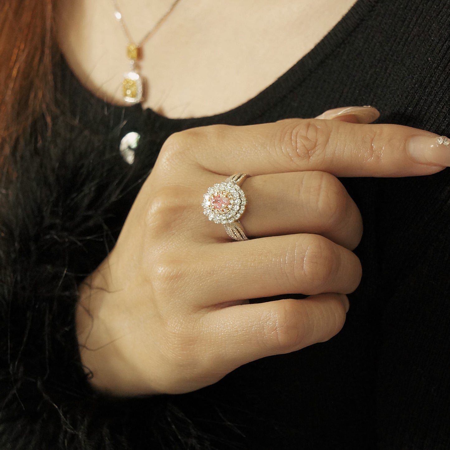 14k/18k gold 1.30 ctw natural pink diamond & diamond ring/pendant