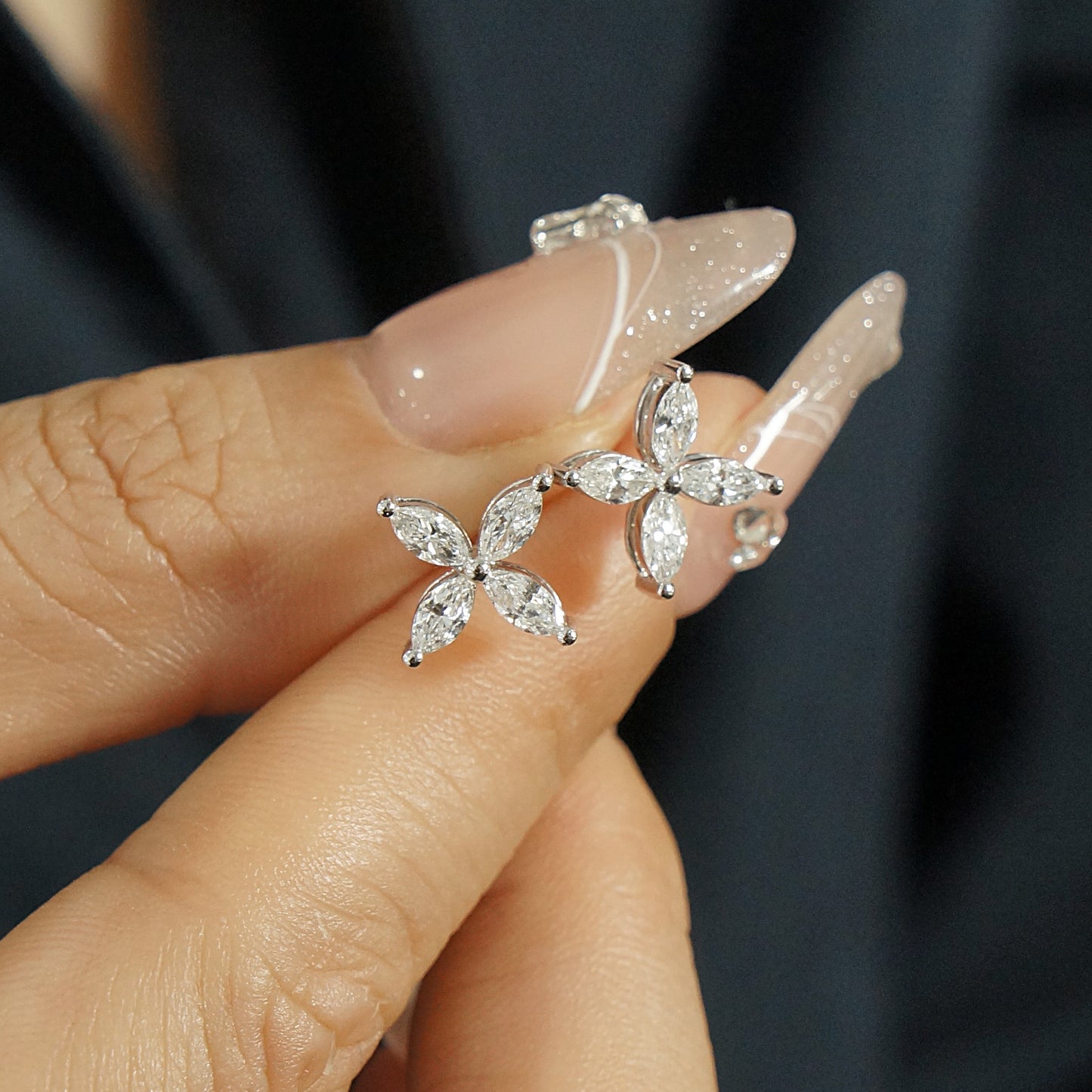 9k/14k/18k white gold 0.78 ctw lab grown h vs diamond earrings