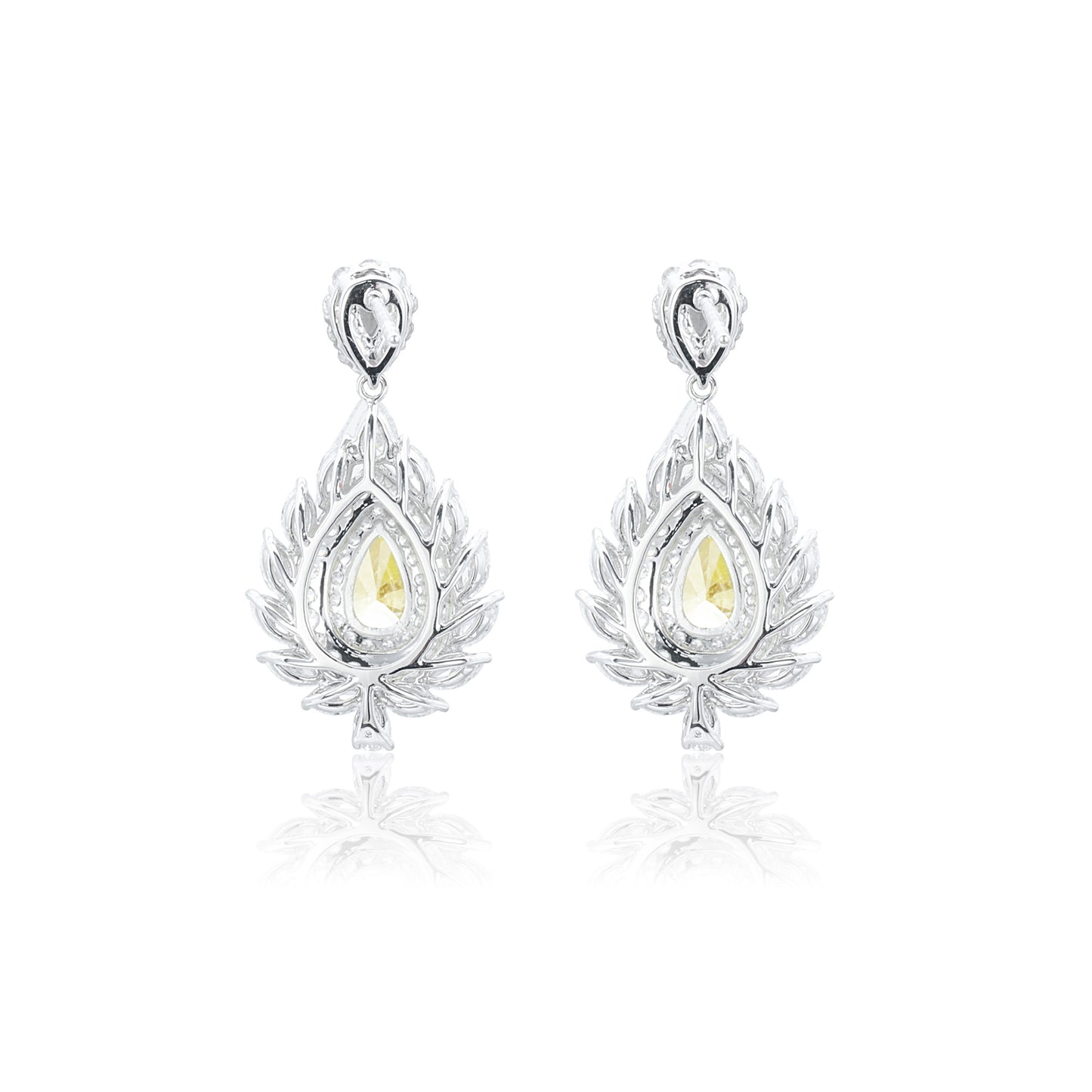9k/14k/18k white gold 3.14 ctw lab grown fancy yeallow diamond & diamond earrings