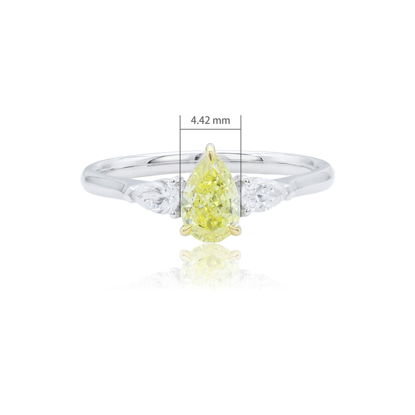 9k/14k/18k white gold 0.74 ctw lab grown fancy yellow diamond & diamond ring