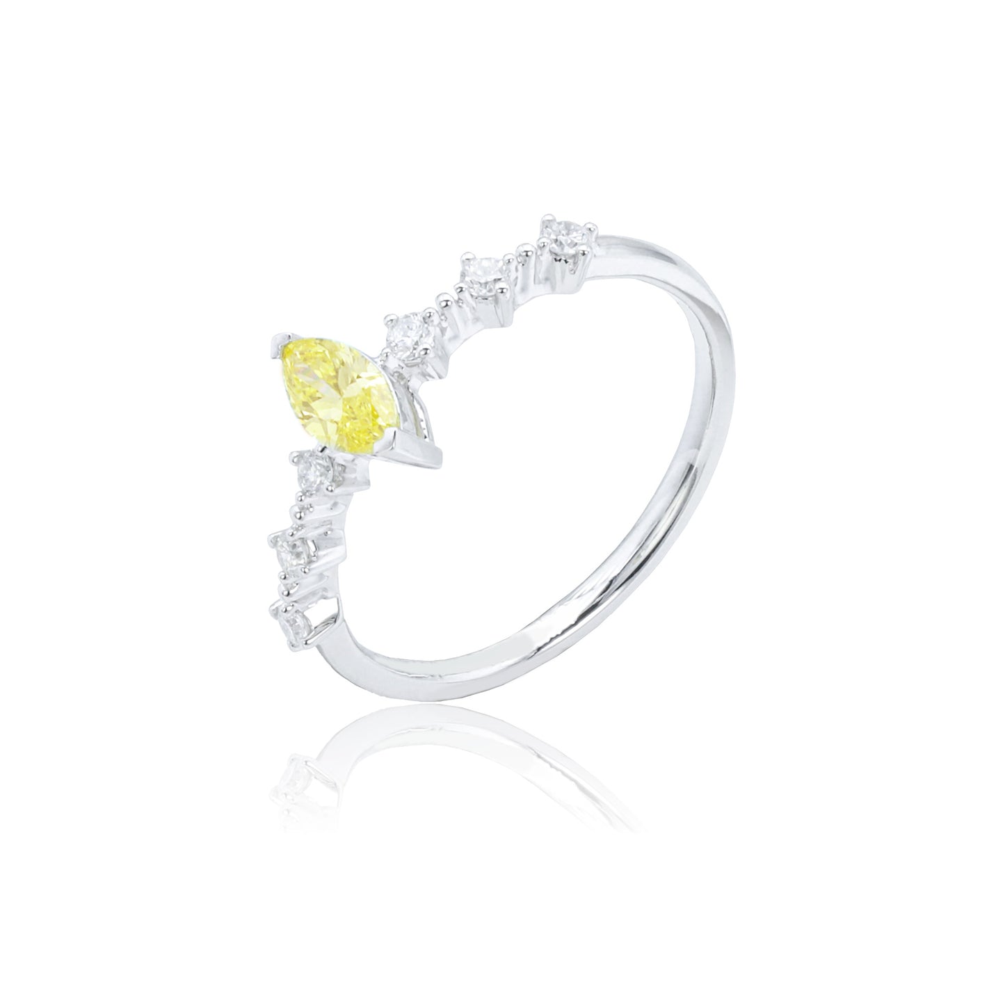 9k/14k/18k white gold 0.39 ctw lab grown fancy yellow diamond & diamond ring