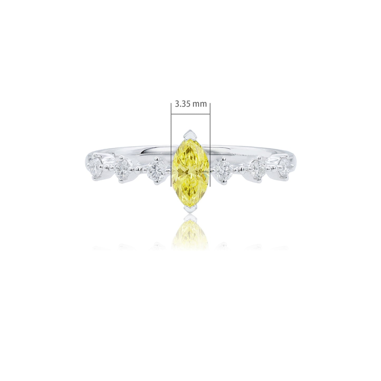 9k/14k/18k white gold 0.39 ctw lab grown fancy yellow diamond & diamond ring
