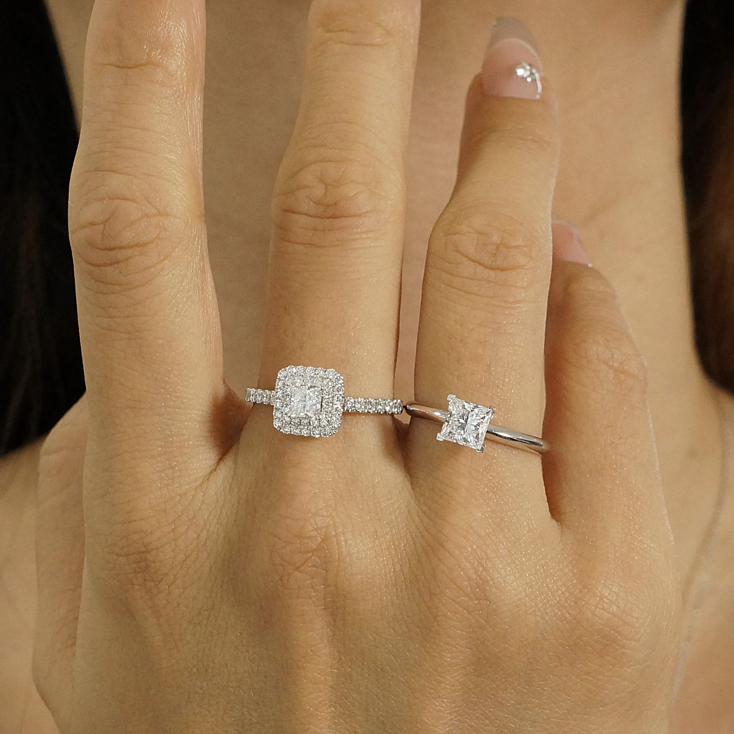9k/14k/18k white gold 1.03 ctw lab grown h vs diamond ring