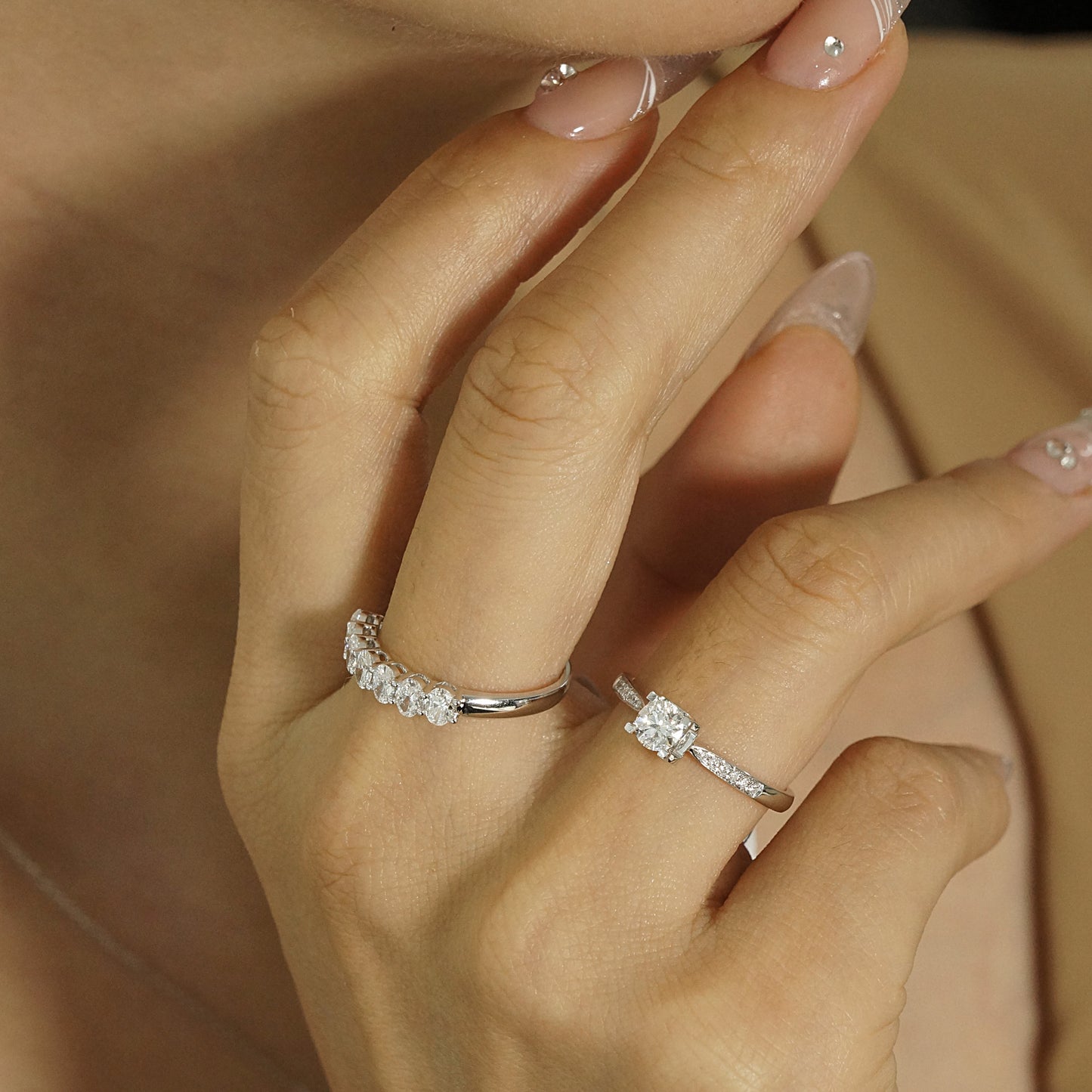 9k/14k/18k white gold 0.83 ctw lab grown h-vs dlamond ring