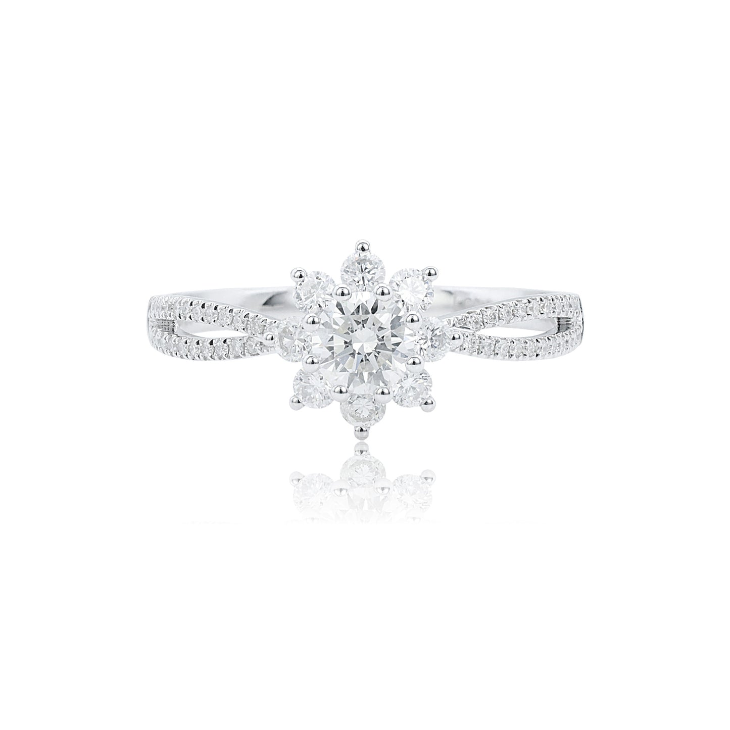 9k/14k/18k white gold 0.74 ctw lab grown h-vs dlamond ring
