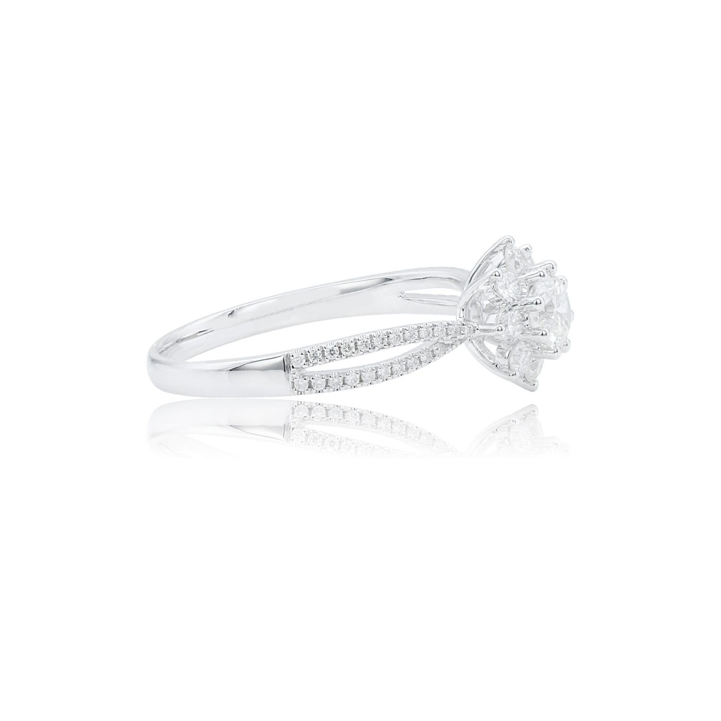 9k/14k/18k white gold 0.74 ctw lab grown h-vs dlamond ring