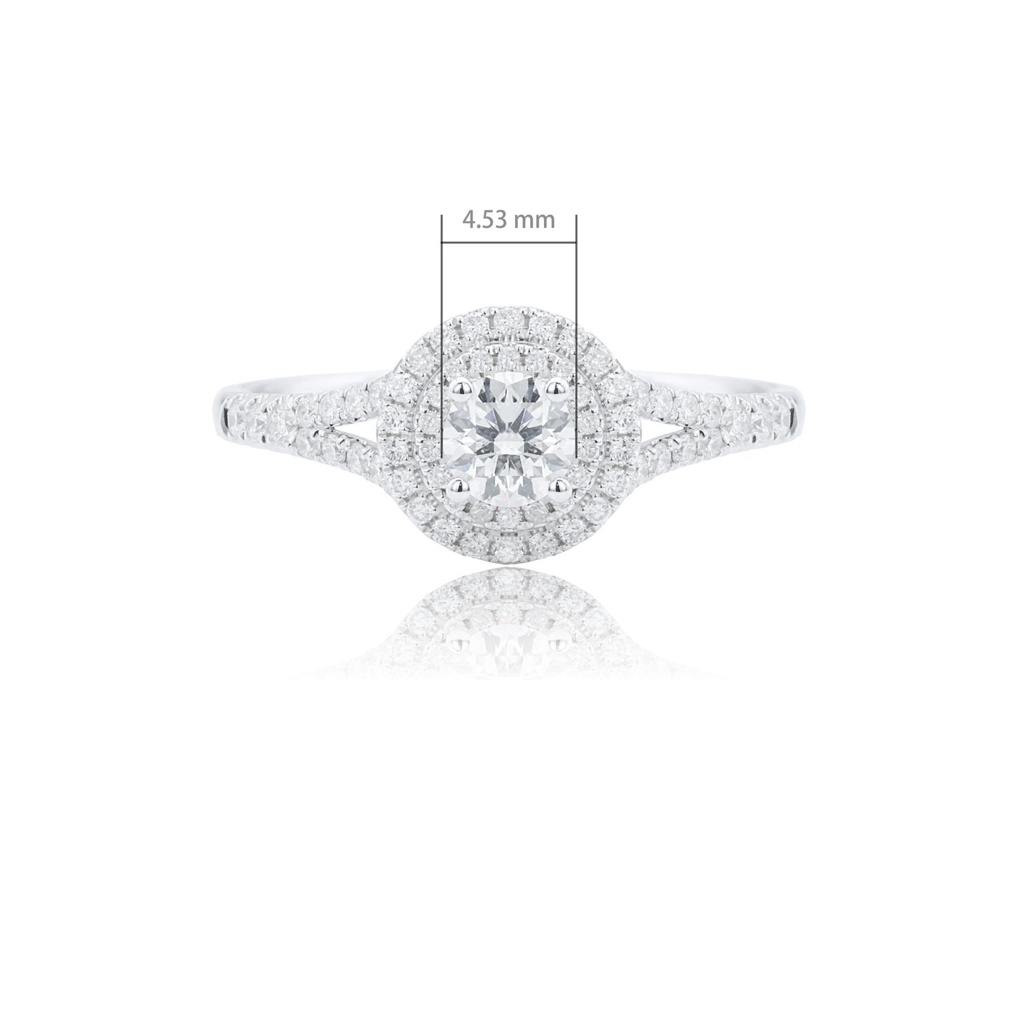 9k/14k/18k white gold 0.69 ctw lab grown h-vs dlamond ring