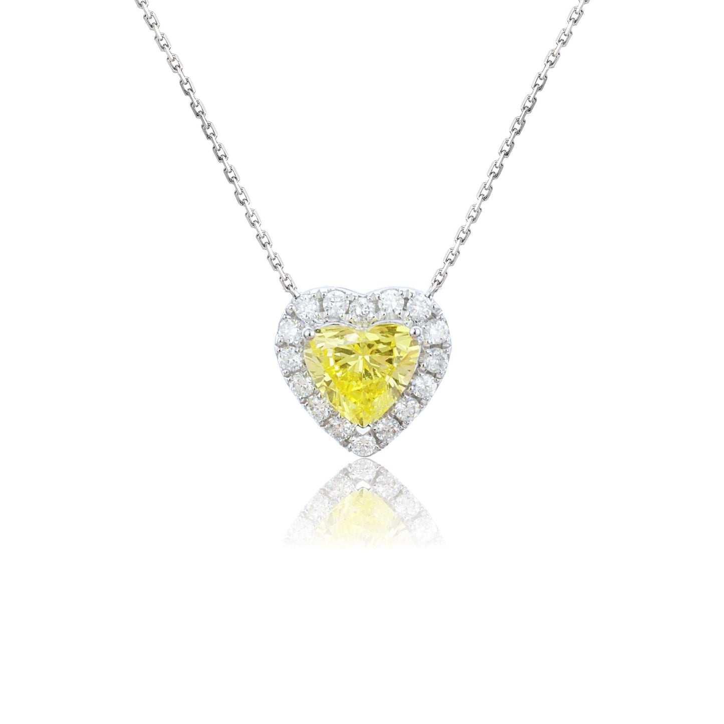 9k/14k/18k white gold 0.68 ctw lab grown fancy yellow diamond & diamond necklace
