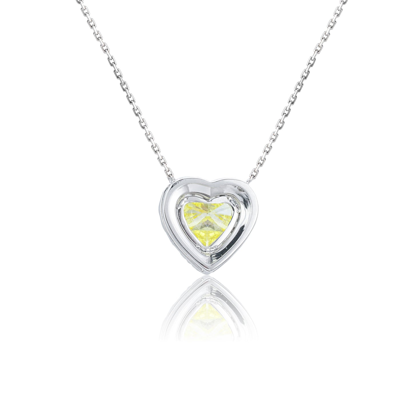 9k/14k/18k white gold 0.68 ctw lab grown fancy yellow diamond & diamond necklace