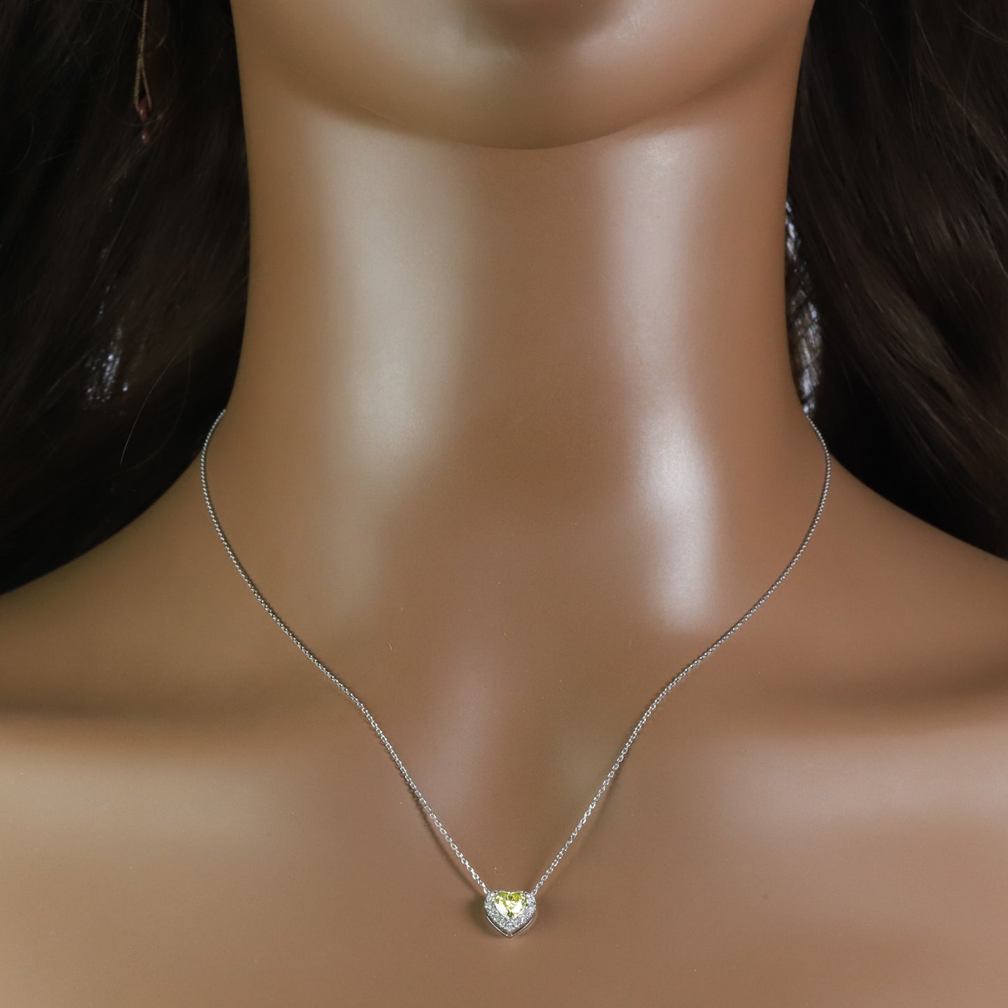 9k/14k/18k white gold 0.68 ctw lab grown fancy yellow diamond & diamond necklace