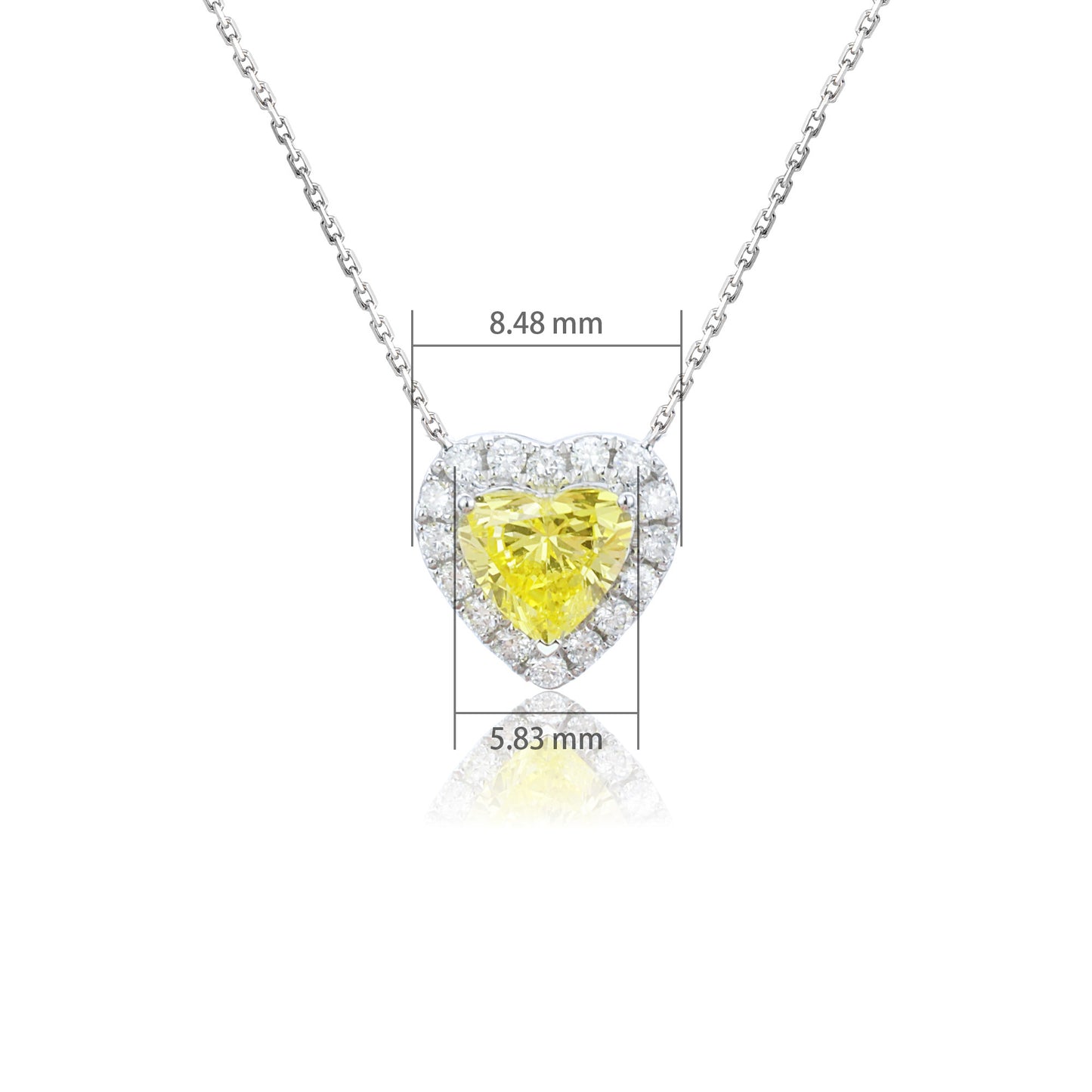 9k/14k/18k white gold 0.68 ctw lab grown fancy yellow diamond & diamond necklace